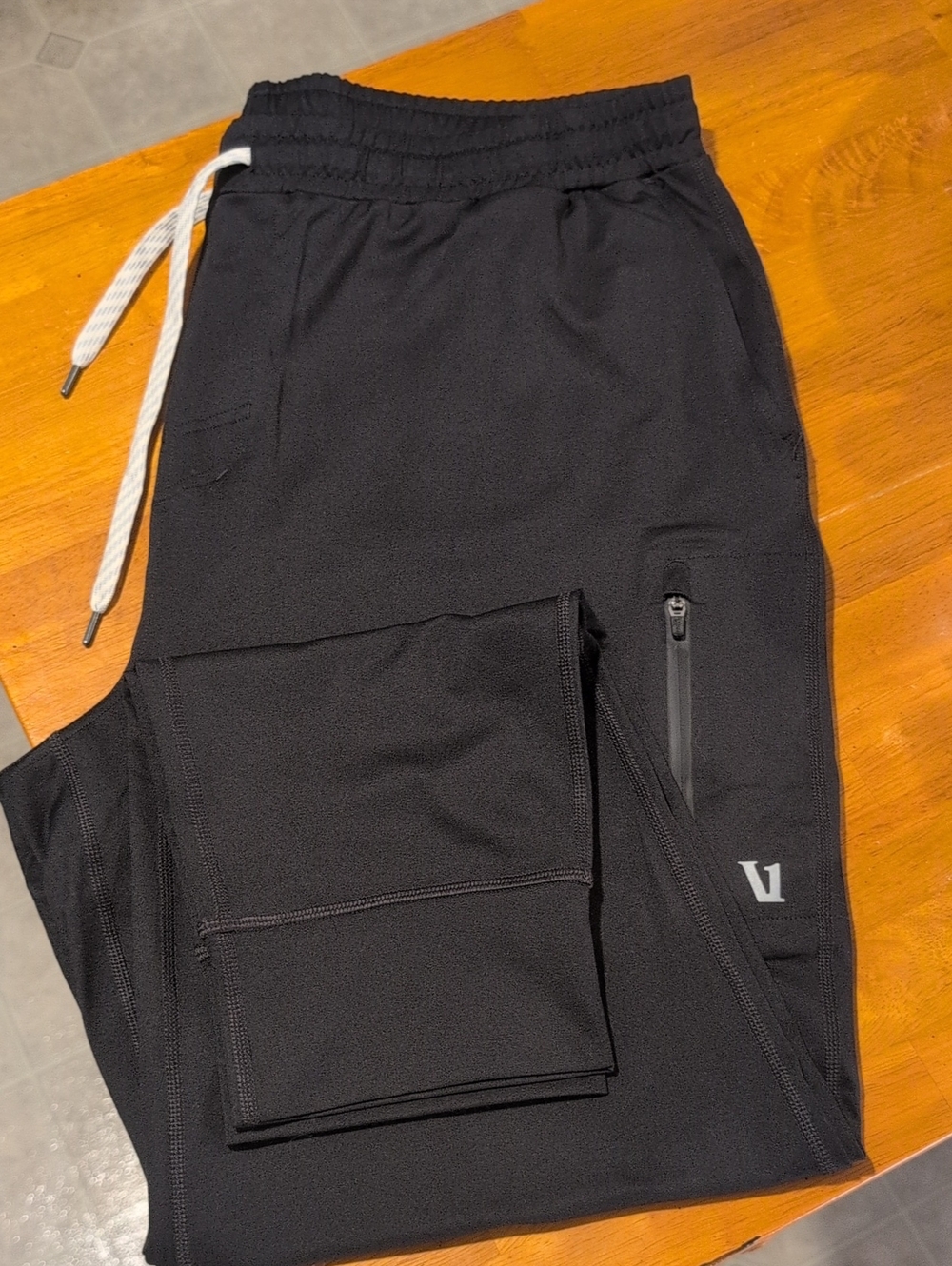 Vuori Black Performance Joggers with White Drawstring
